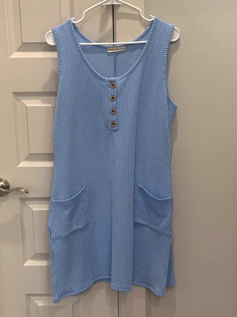 Zenana Raised Rib Lt Blue Sleeveless Dress